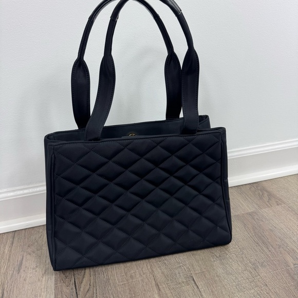 My Flat in London Quilted Purse Black & Gold Rhinestone Queen Bee Tote Bag MFIL - Picture 2 of 9